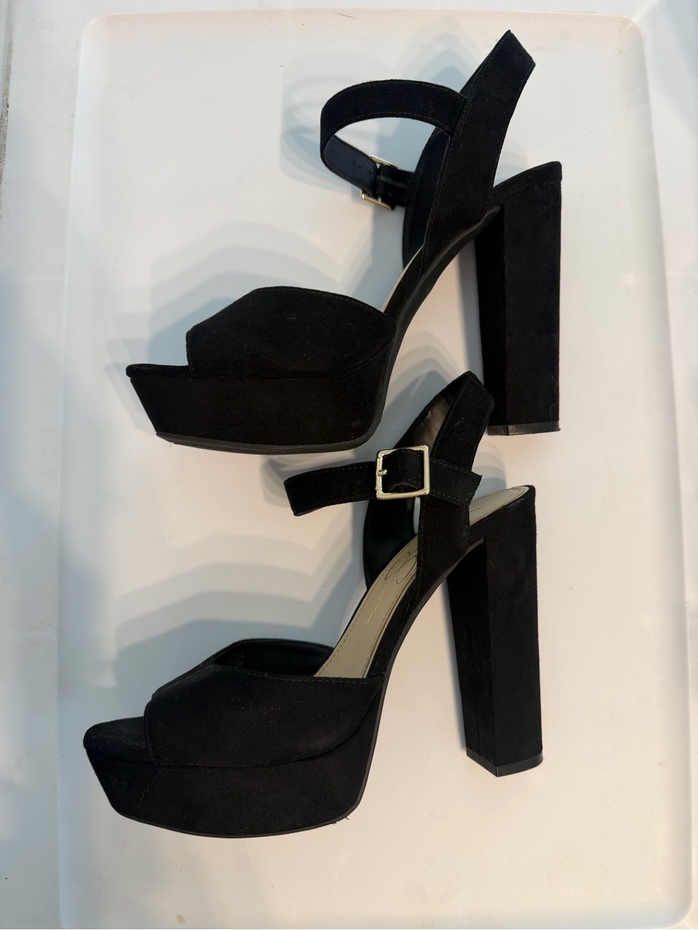 Jessica Simpson priella Black Suede Platform Block Heel Sandals with Ankle Strap
